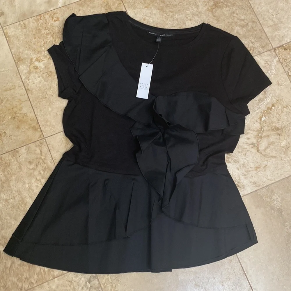 BHWM BLACK Woven Top . Size M Black - Picture 5 of 5